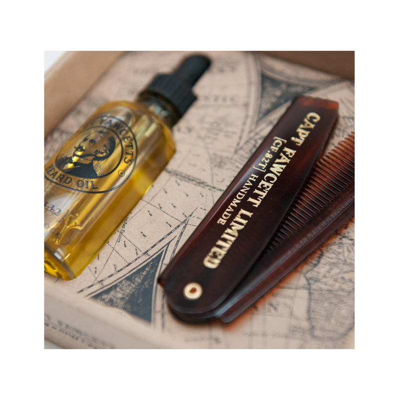 Dárková sada oleje na plnovous a cestovního hřebenu